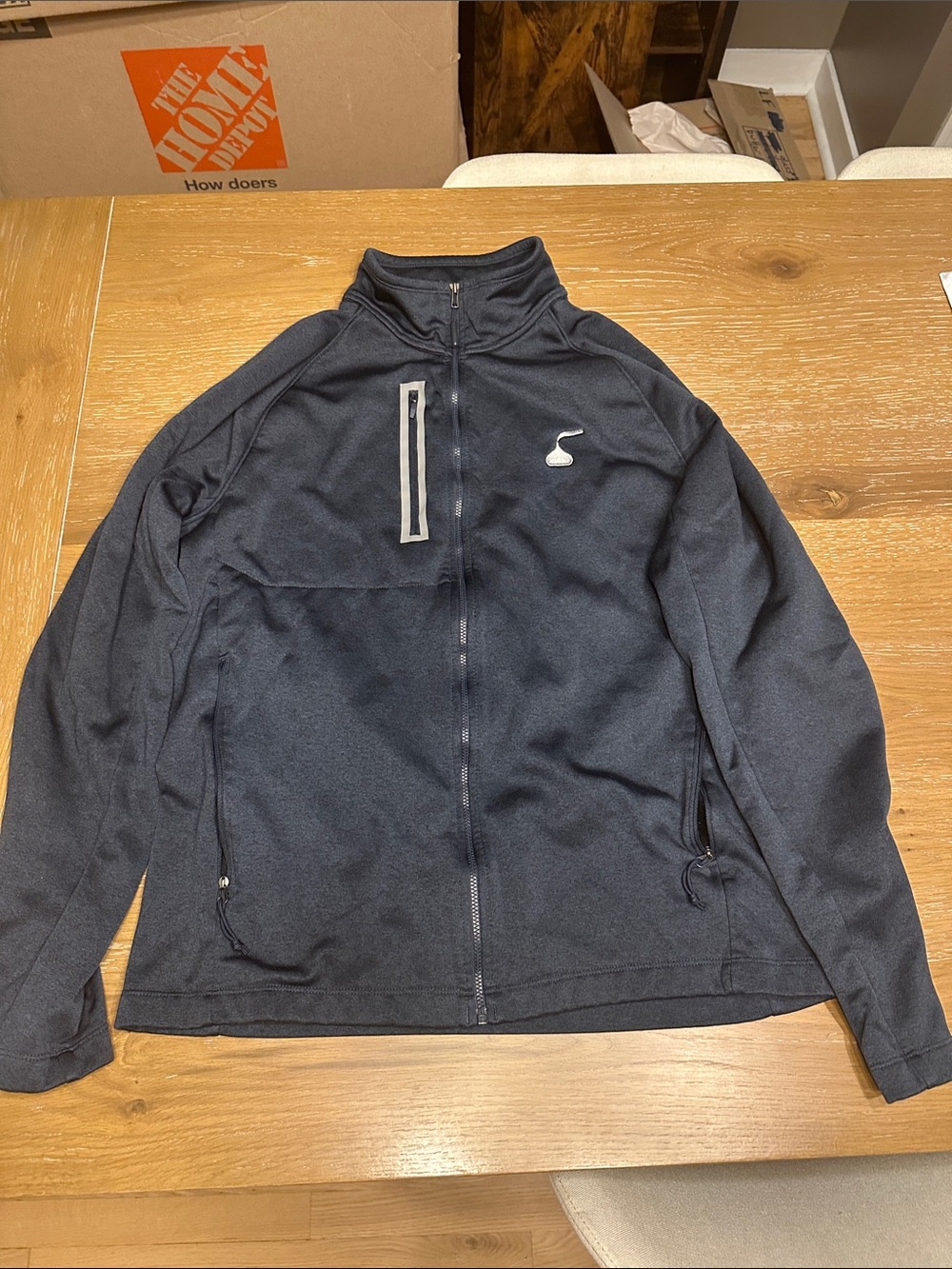Men's Navy North Face Full-Zip Fleece Jacket with Stand Collar